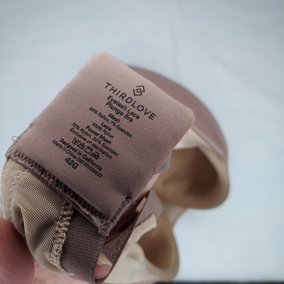 Thirdlove Bra 42G Eyelash Lace Plunge Pink-Purple Padded Underwire - Picture 3 of 5